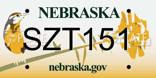 SZT151 Nebraska License Plate