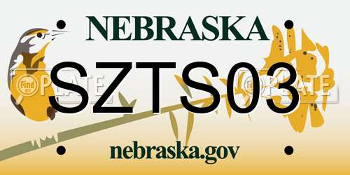 SZTS03 Nebraska License Plate