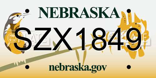 SZX1849 Nebraska License Plate