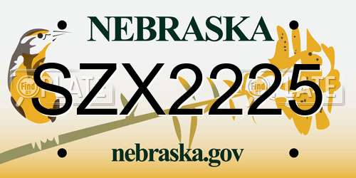 SZX2225 Nebraska License Plate