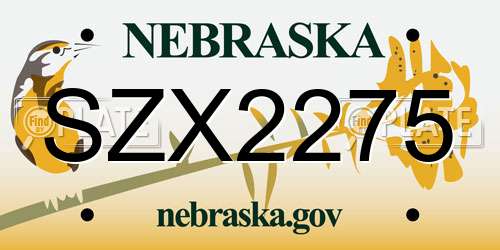 SZX2275 Nebraska License Plate