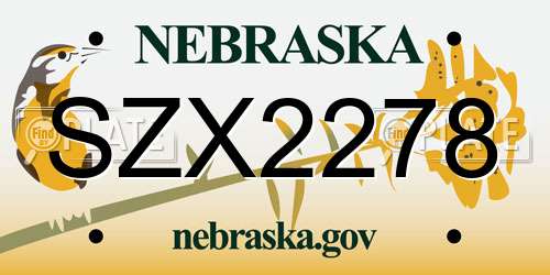 SZX2278 Nebraska License Plate