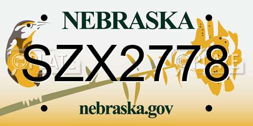 SZX2778 Nebraska License Plate