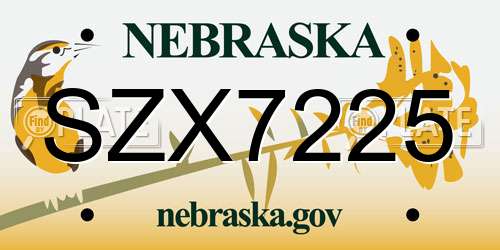 SZX7225 Nebraska License Plate