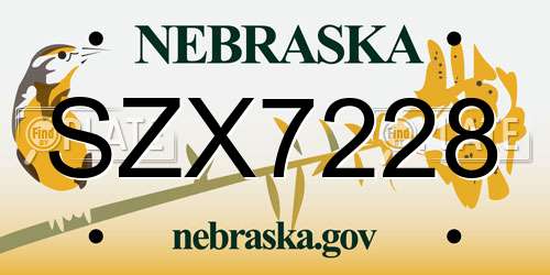 SZX7228 Nebraska License Plate