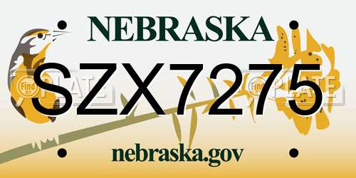 SZX7275 Nebraska License Plate
