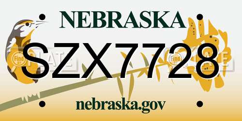 SZX7728 Nebraska License Plate