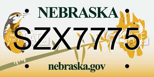 SZX7775 Nebraska License Plate