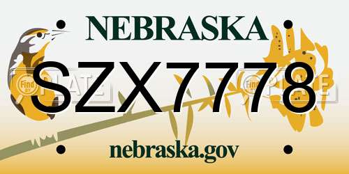 SZX7778 Nebraska License Plate