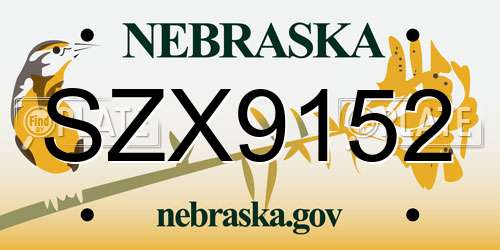 SZX9152 Nebraska License Plate