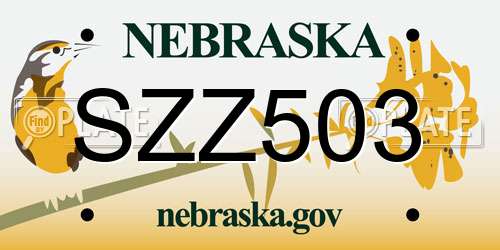 SZZ503 Nebraska License Plate