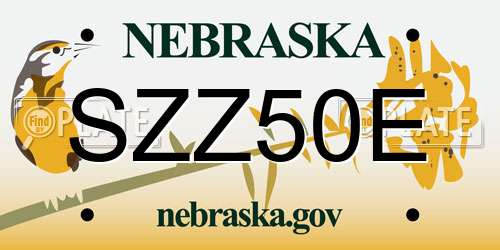 SZZ50E Nebraska License Plate