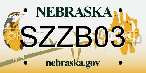 SZZB03 Nebraska License Plate
