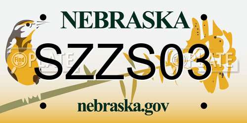SZZS03 Nebraska License Plate