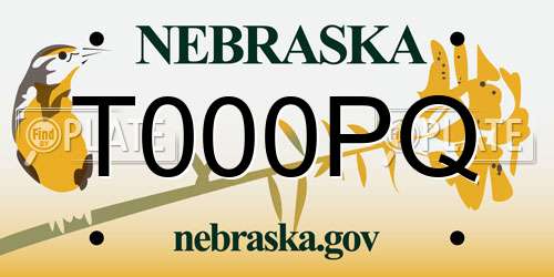 T000PQ Nebraska License Plate