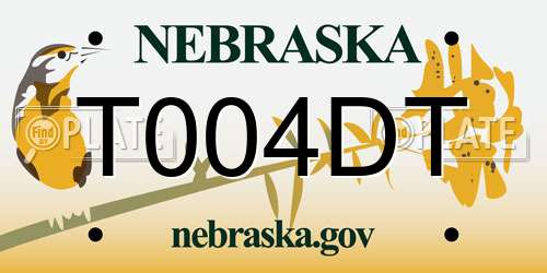 T004DT Nebraska License Plate