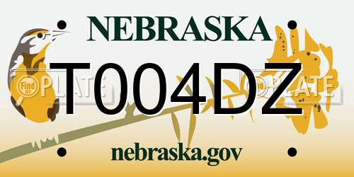 T004DZ Nebraska License Plate
