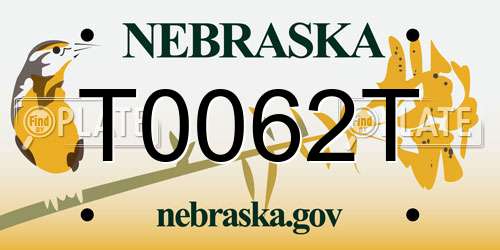 T0062T Nebraska License Plate