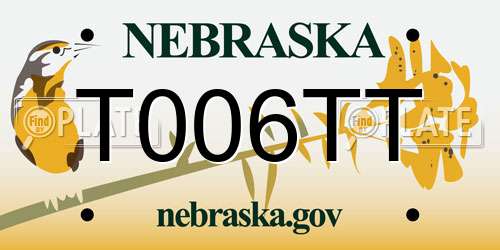T006TT Nebraska License Plate