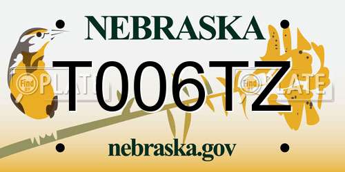 T006TZ Nebraska License Plate