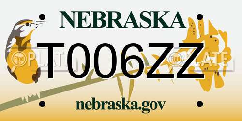 T006ZZ Nebraska License Plate