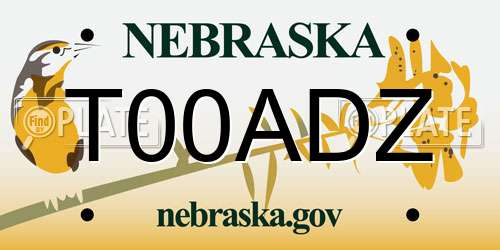 T00ADZ Nebraska License Plate