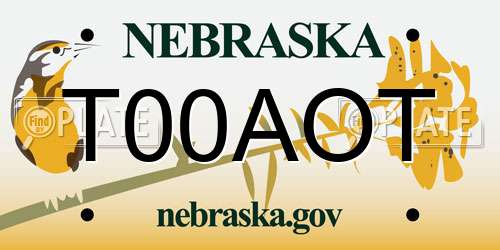 T00AOT Nebraska License Plate