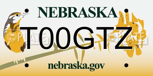 T00GTZ Nebraska License Plate