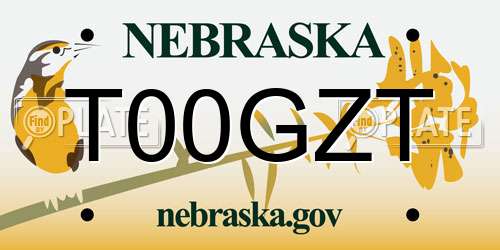 T00GZT Nebraska License Plate