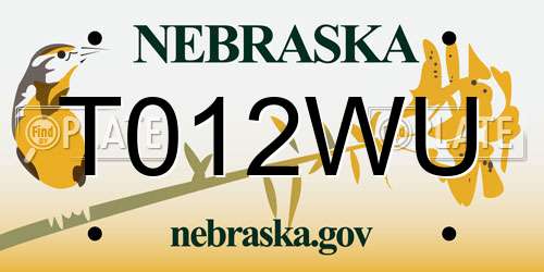 T012WU Nebraska License Plate