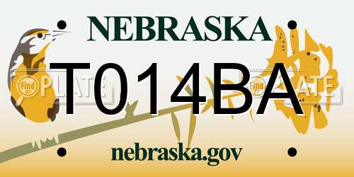T014BA Nebraska License Plate