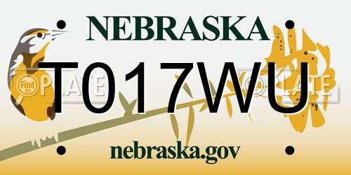 T017WU Nebraska License Plate