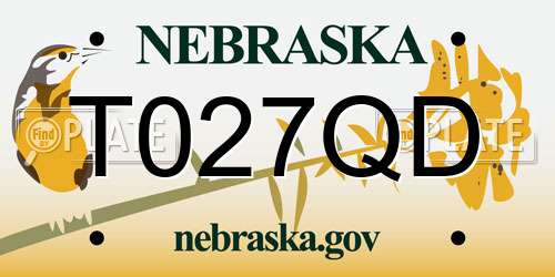 T027QD Nebraska License Plate
