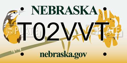 T02VVT Nebraska License Plate