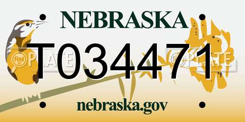 T034471 Nebraska License Plate