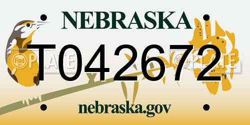 T042672 Nebraska License Plate