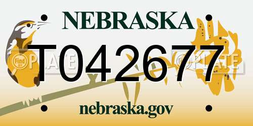 T042677 Nebraska License Plate