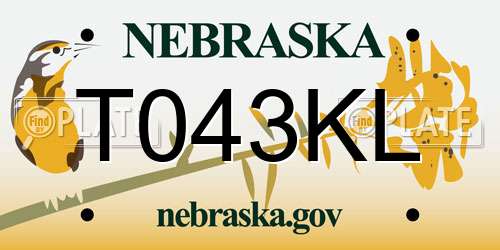T043KL Nebraska License Plate