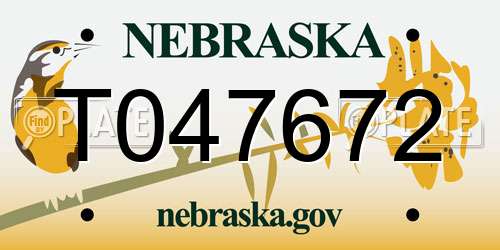T047672 Nebraska License Plate