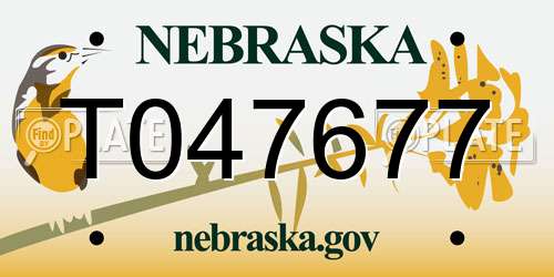 T047677 Nebraska License Plate