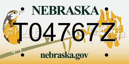 T04767Z Nebraska License Plate