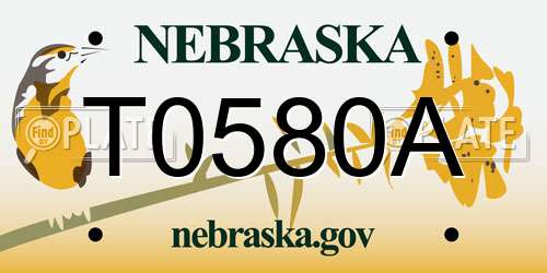T0580A Nebraska License Plate