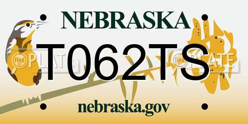 T062TS Nebraska License Plate