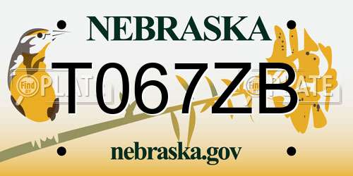T067ZB Nebraska License Plate