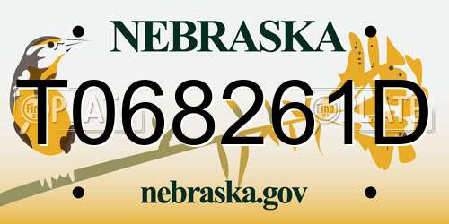 T068261D Nebraska License Plate