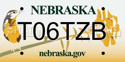 T06TZB Nebraska License Plate
