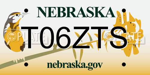 T06ZTS Nebraska License Plate