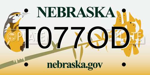 T077OD Nebraska License Plate