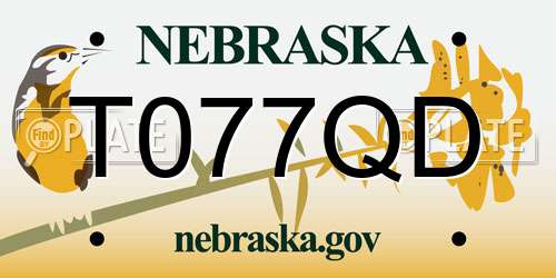 T077QD Nebraska License Plate