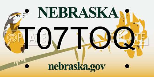 T07TOQ Nebraska License Plate